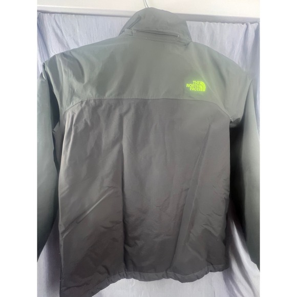 The North Face Mens HyVent Jacket Grey Lime Green Fleece Lined L Large Pit Zips
